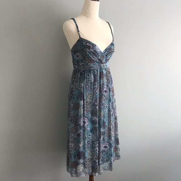 SABA Floral 100% Silk Strappy Midi Dress - Picture 6 of 13
